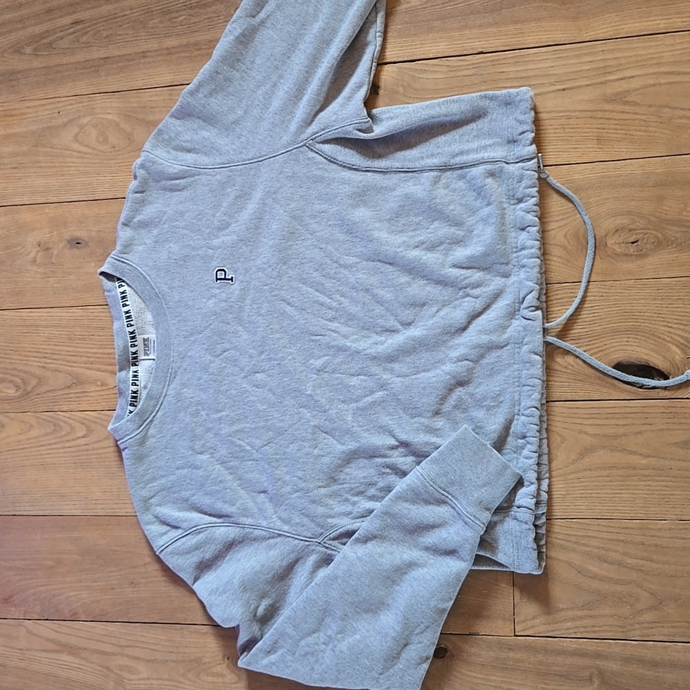 Pink Crop Top Sweatshirt, Large,  drawstring bottom